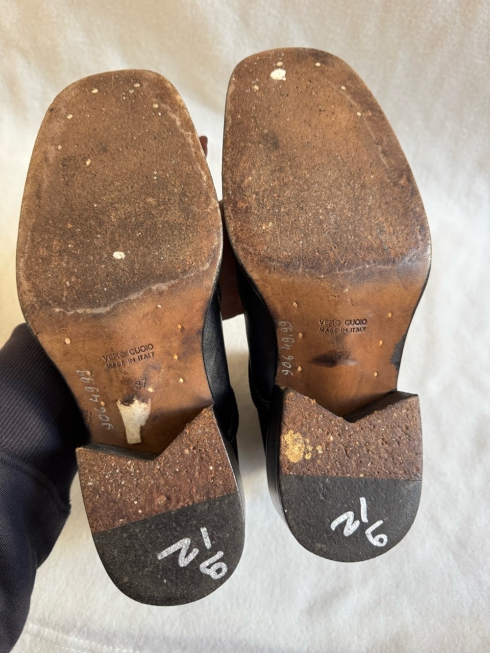 VINTAGE 90s Barneys New York Square Toe Leather Boots EU 37 - Picture 8 of 13